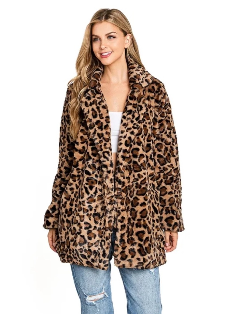 NWT Love Tree Faux Fur Leopard Jacket
